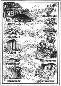 Gammelt flyveblad med info om bekæmpelse af fluer