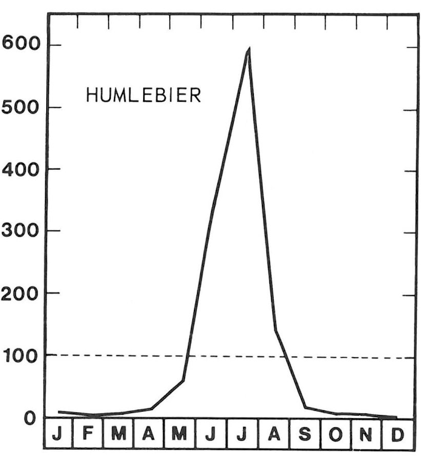 Sæson for humlebier topper i juli